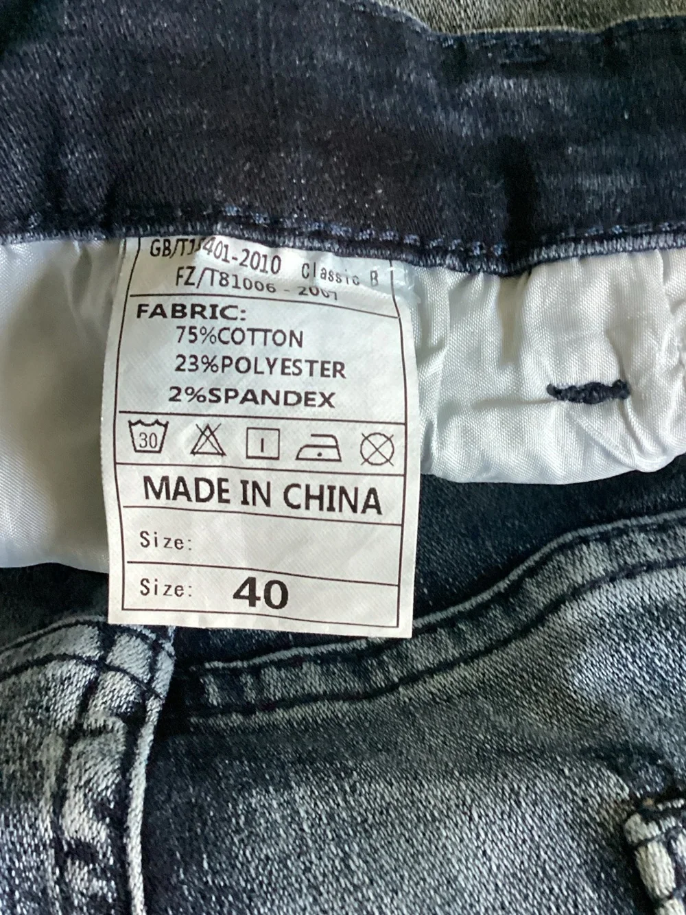 Men’s Distressed Two‑Tone Zipper Jeans – Blue Fade Wash 40